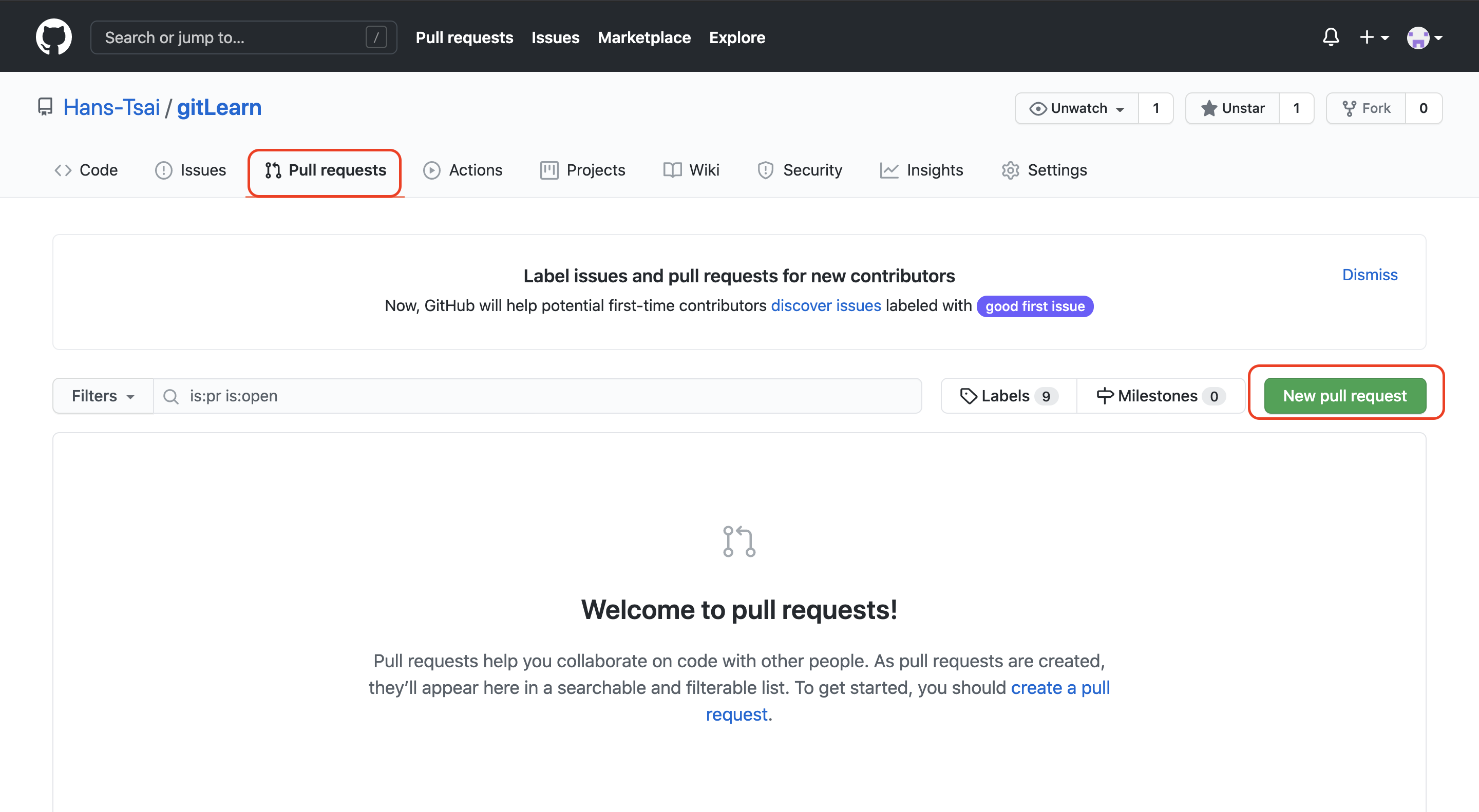 GitHub 檢視Pull Request的頁面