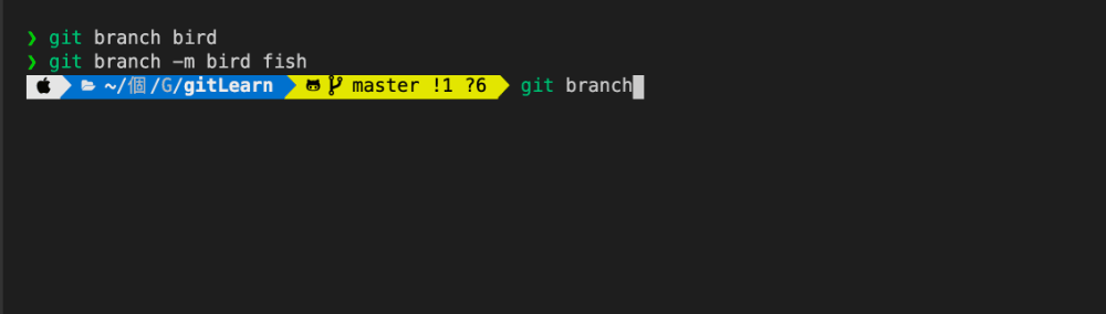 git branch -m 修改分支名稱的圖解說明